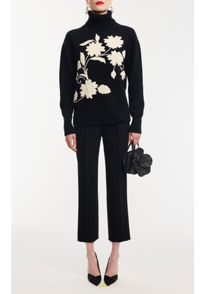 Carolina Herrera - Embroidered Wool-Cashmere Turtleneck Sweater - Black/white - L - Moda Operandi