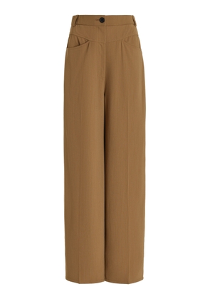 Khaite - Preen Wool-Blend Wide-Leg Trousers - Brown - US 8 - Moda Operandi
