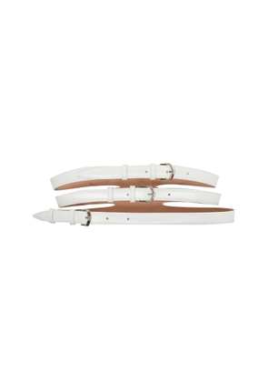 ALAÏA - Multi Buckle Leather Belt - White - 65 cm - Moda Operandi