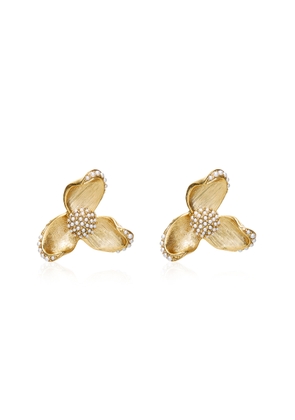 Oscar de la Renta - Tri Leaf Pearl Flower Earrings - White - OS - Moda Operandi - Gifts For Her