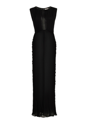 ALBUS LUMEN - Bisset Pleated Silk Maxi Dress - Black - AU 14 - Moda Operandi