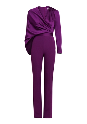 Safiyaa - Rasine Draped Satin Jumpsuit - Purple - FR 36 - Moda Operandi