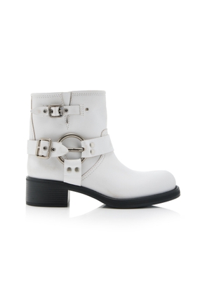 Miu Miu - Tronchetti Leather Ankle Boots - White - IT 39.5 - Moda Operandi