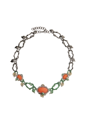 Wendy Yue - Coral in Deco 18K White Gold Sapphire and Diamond Necklace - Multi - OS - Moda Operandi - Gifts For Her