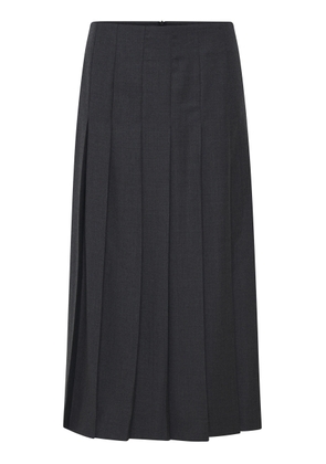 Beare Park - Pleated Wool Midi Skirt - Dark Grey - AU 16 - Moda Operandi