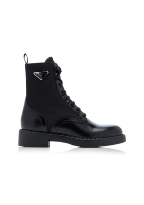Prada - Re-Nylon and Leather Combat Boots - Black - IT 35 - Moda Operandi