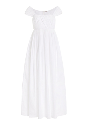 Adam Lippes - Josephine Ruched Cotton Poplin Midi Dress - White - US 4 - Moda Operandi