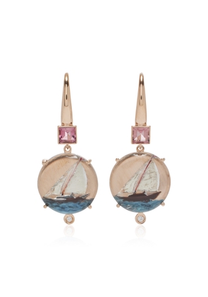 Francesca Villa - 18K Rose Gold Diamond Iolite Wind Earrings - Multi - OS - Moda Operandi - Gifts For Her