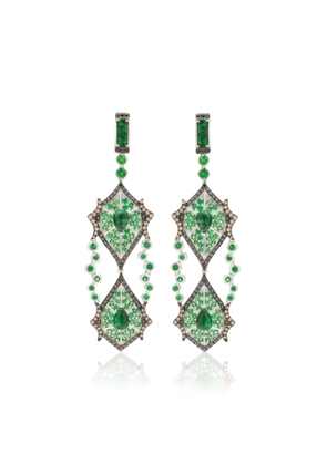 Wendy Yue - Chinese Etiquette 18K White Gold; Diamond Earrings - Green - OS - Moda Operandi - Gifts For Her