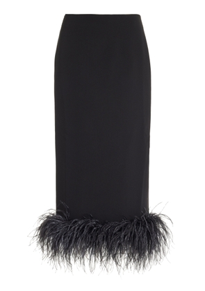 16Arlington - Petya Feather-Trimmed Crepe Midi Skirt - Black - UK 6 - Moda Operandi