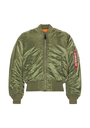 ALPHA INDUSTRIES MA-1 Blood Chit Bomber Jacket in Sage - Green. Size S (also in L, M, XL/1X, XS).