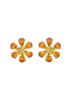 Oscar de la Renta - Crystal Flower Button Earrings - Orange - OS - Moda Operandi - Gifts For Her