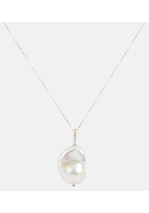 Mateo 14kt gold necklace with Baroque pearl and diamonds