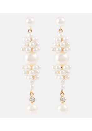 Sophie Bille Brahe Rêve de Diamant 14kt gold earrings with diamonds and pearls