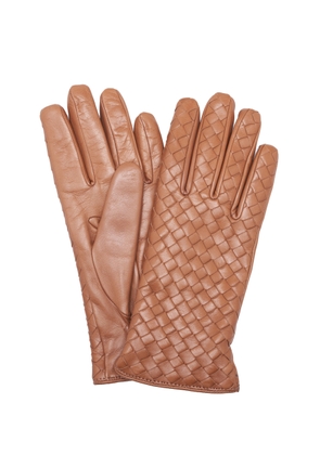 Bottega Veneta - Intrecciato Leather Gloves - Brown - 7 - Moda Operandi