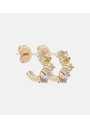 Suzanne Kalan 14kt gold mini hoop earrings with gemstones