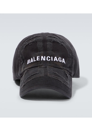 Balenciaga Distressed cotton baseball cap