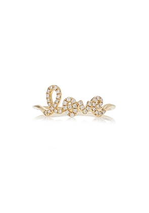 Sydney Evan - Love Script 14K Gold Diamond Ring - Gold - US 6.5 - Moda Operandi - Gifts For Her