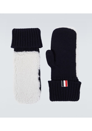 Thom Browne Shearling-trimmed wool mittens