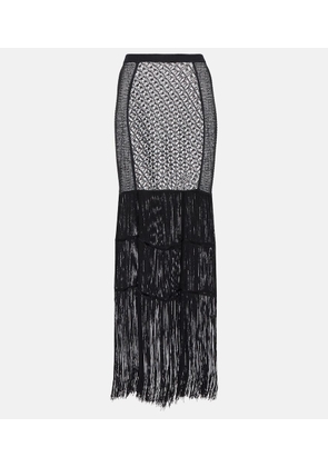 Khaite Crochet-knit fringe-trimmed maxi skirt
