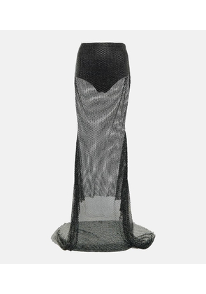 Giuseppe di Morabito Crystal-embellished mesh maxi skirt