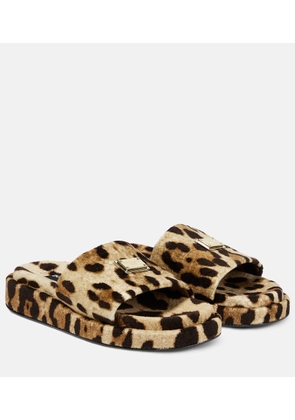 Dolce&Gabbana Logo leopard-print terrycloth slides