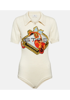 Etro Embroidered wool and linen bodysuit