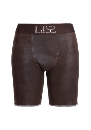 Ludovic de Saint Sernin - Leather Mini Biker Shorts - Brown - S - Moda Operandi