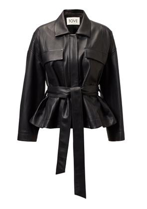 Tove - Rae Belted Leather Jacket - Black - FR 34 - Moda Operandi
