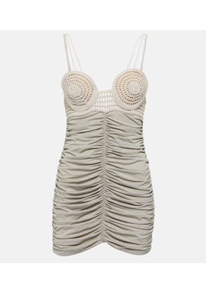 Magda Butrym Ruched crochet and jersey minidress