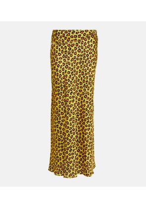 Rabanne Chain-detail leopard-print satin slip skirt