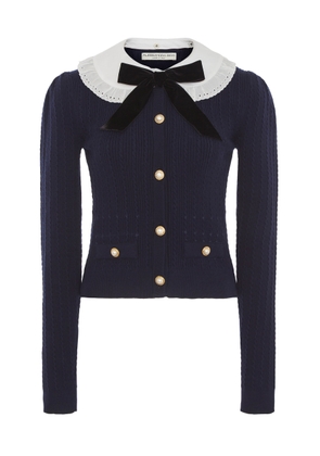 Alessandra Rich - Cotton-Blend Knit Cardigan - Navy - IT 40 - Moda Operandi