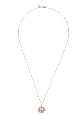 Sydney Evan - Medium Happy Face 14K Yellow Gold Sapphire Necklace - Pink - OS - Moda Operandi - Gifts For Her