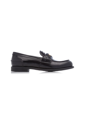 Miu Miu - Patent Spazzolato Leather Loafers - Black - IT 41 - Moda Operandi