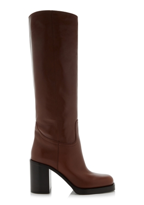 Prada - Leather Knee Boots                - Brown - IT 36 - Moda Operandi