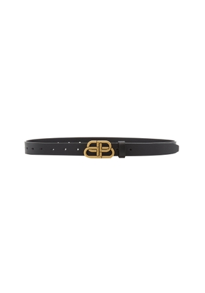 Balenciaga - BB Thin Leather Belt - Black - 75 cm - Moda Operandi
