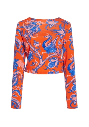 Cara Cara - Irma Floral Cotton Jersey Top - Orange - S - Moda Operandi
