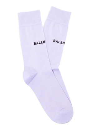 Balenciaga - Logo-Knit Cotton-Blend Socks - Purple - OS - Moda Operandi