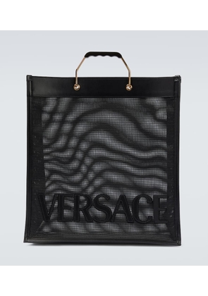 Versace Shopper leather-trimmed tote bag