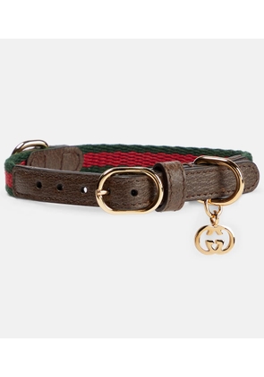 Gucci Web Stripe XS faux leather dog collar