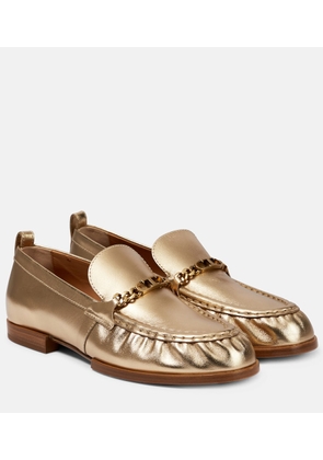 Tod's Metallic leather loafers