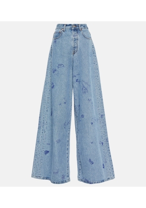 Vetements Printed low-rise wide-leg jeans