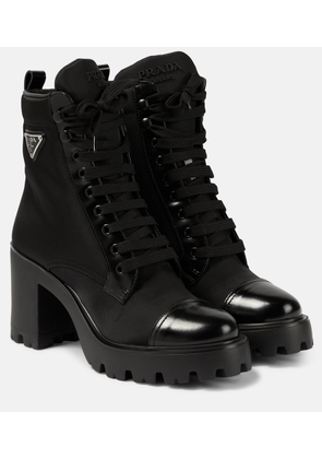 Prada Leather-trimmed lace-up boots
