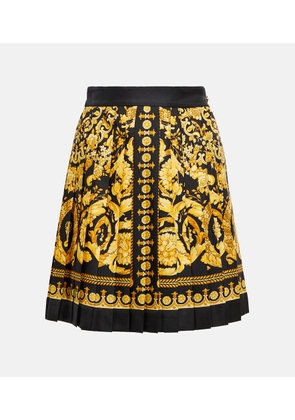 Versace Barocco high-rise pleated silk miniskirt