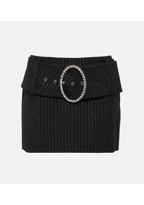 Alessandra Rich Low-rise wool-blend pinstriped miniskirt