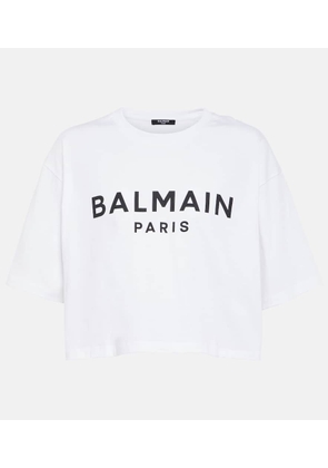 Balmain Logo cotton jersey cropped T-shirt