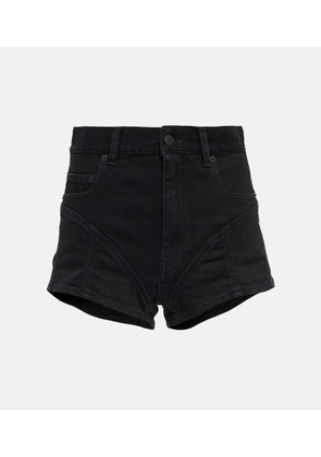 Mugler Lace-trimmed high-rise denim shorts
