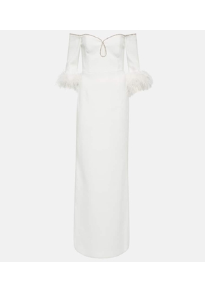 Rebecca Vallance Bridal Plume feather-trimmed crêpe gown