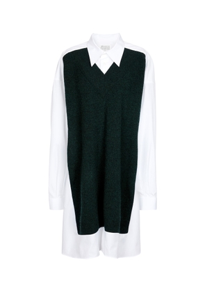 Maison Margiela Wool-paneled cotton shirt dress