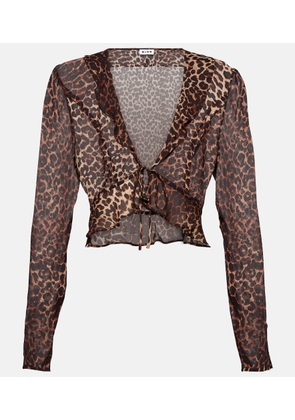 Rixo Neelu leopard-print crêpe blouse